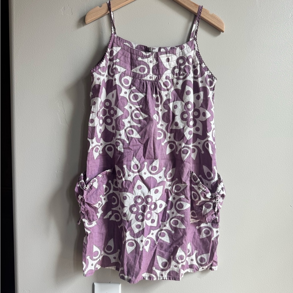 Mini Boden Purple Floral Print Midi Dress Coquette Scandi Baby Feminine Boho 7